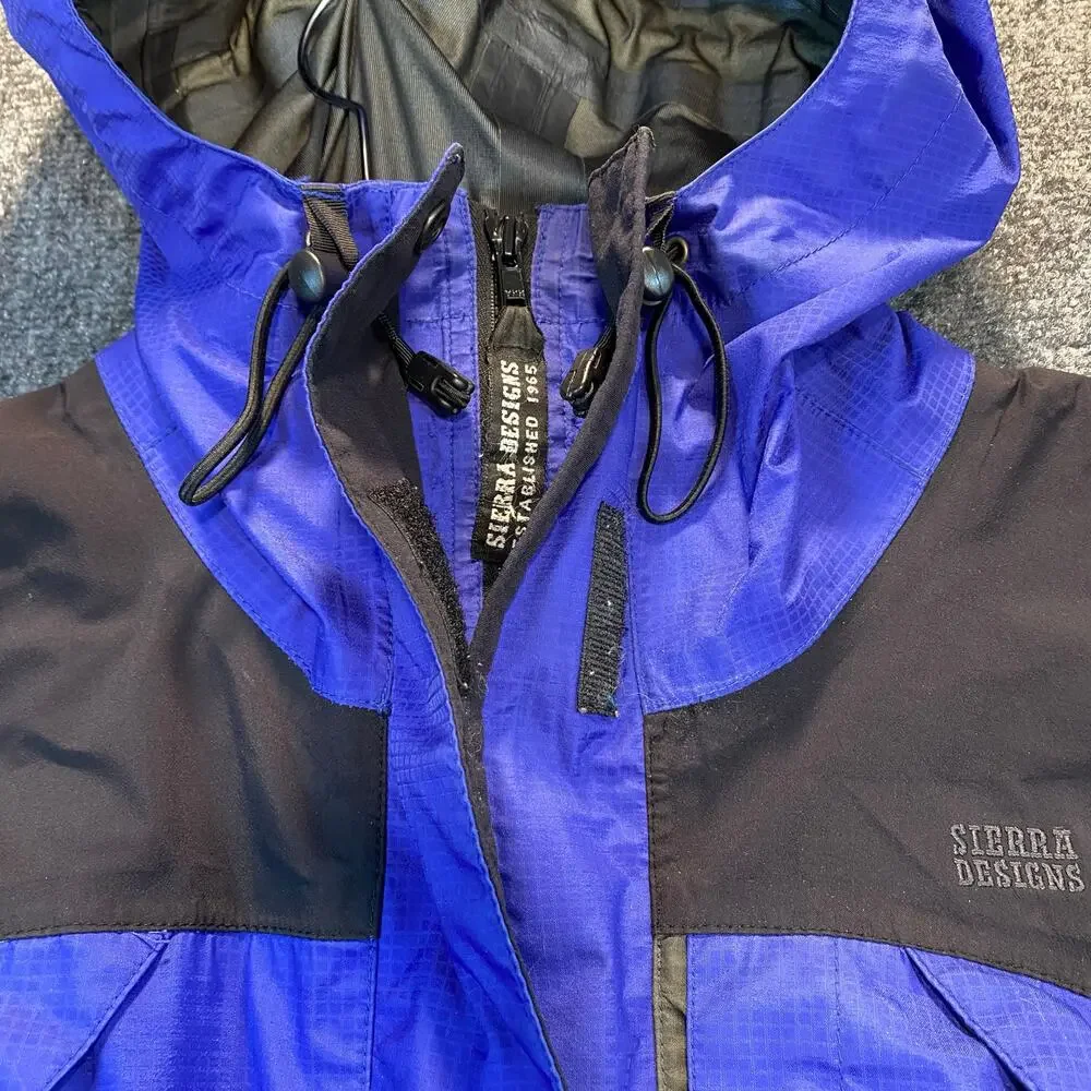 Sierra Designs Men's Size XL Gore Tex Black Blue Rain Jacket Windbreaker Hooded - Picture 2 of 9
